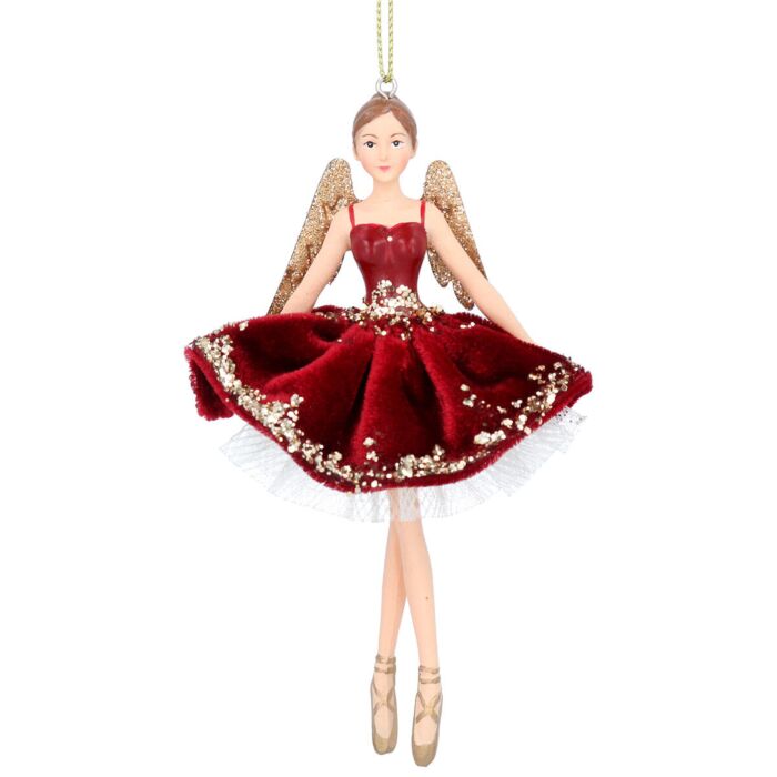 Gisela Graham Luxury Burgundy Fairy Resin Tree Decoration